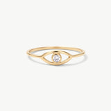 14K Solid Gold Personalized Evil Eye Birthstone Ring | Madano Jewels