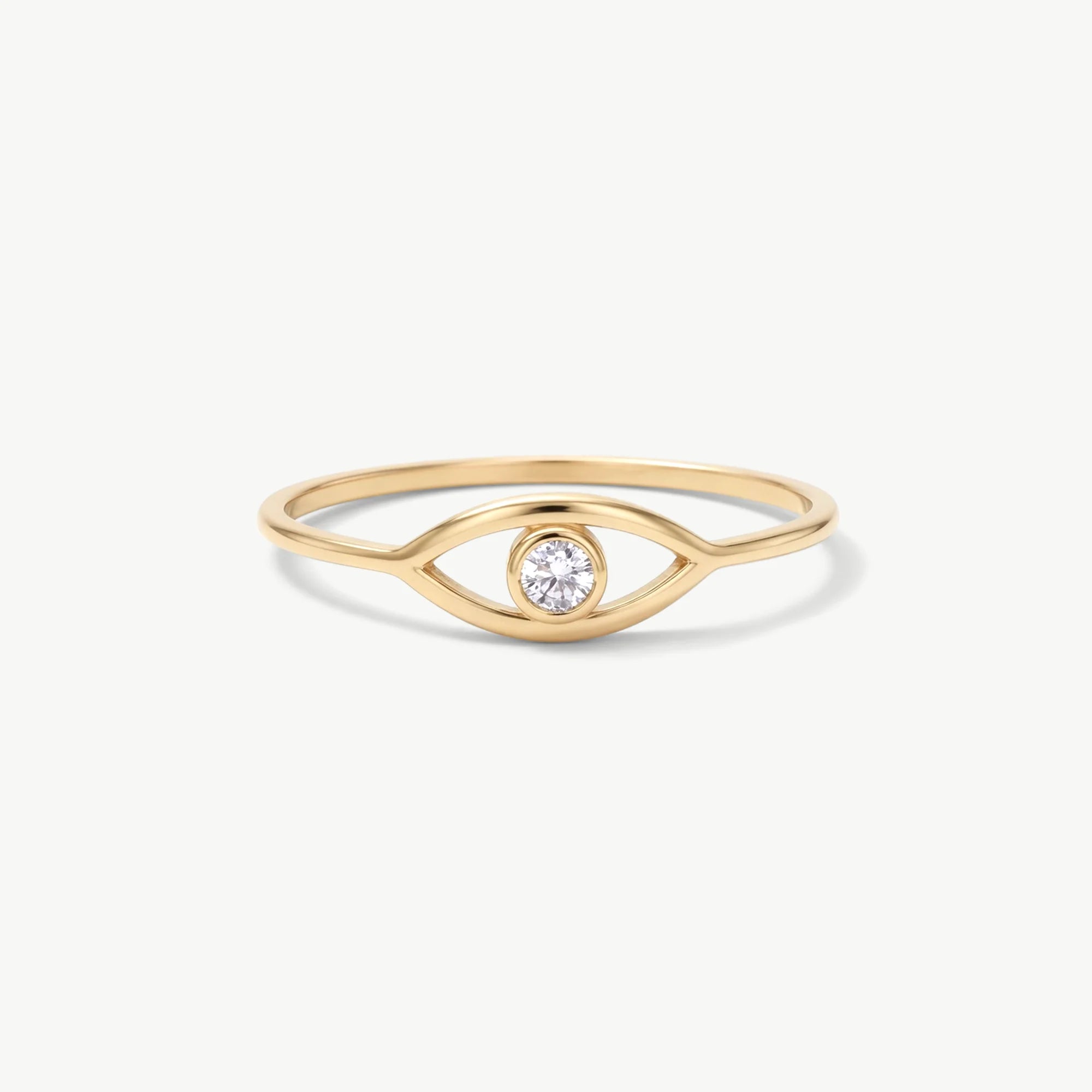 14K Solid Gold Personalized Evil Eye Birthstone Ring | Madano Jewels
