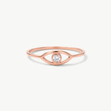 14K Solid Gold Personalized Evil Eye Birthstone Ring | Madano Jewels