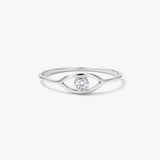 14K Solid Gold Personalized Evil Eye Birthstone Ring | Madano Jewels