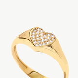 14K Solid Gold Diamond Heart Ring: Pave Setting Promise Ring