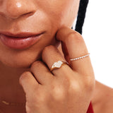 Close Up Of Woman Wearing Natural Diamond Heart Ring