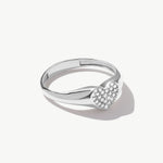 White Gold Pavé Diamond Heart Ring In 14K Gold