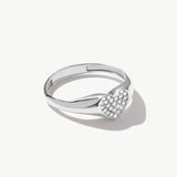 White Gold Pavé Diamond Heart Ring In 14K Gold