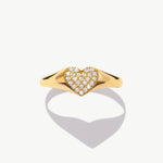 Front View Of Natural Diamond Heart Ring In Solid Gold