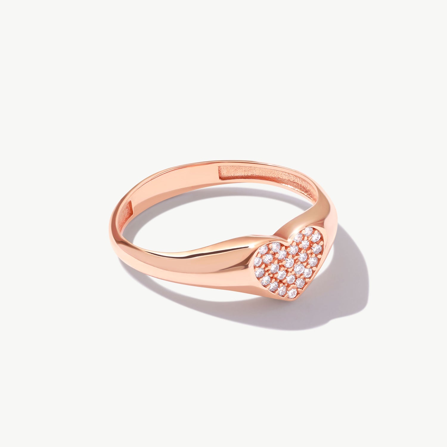 14K Solid Gold Diamond Heart Ring: Pave Setting Promise Ring