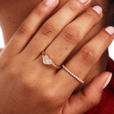 14K Solid Gold Diamond Half Eternity Ring - Stacking Wedding Band