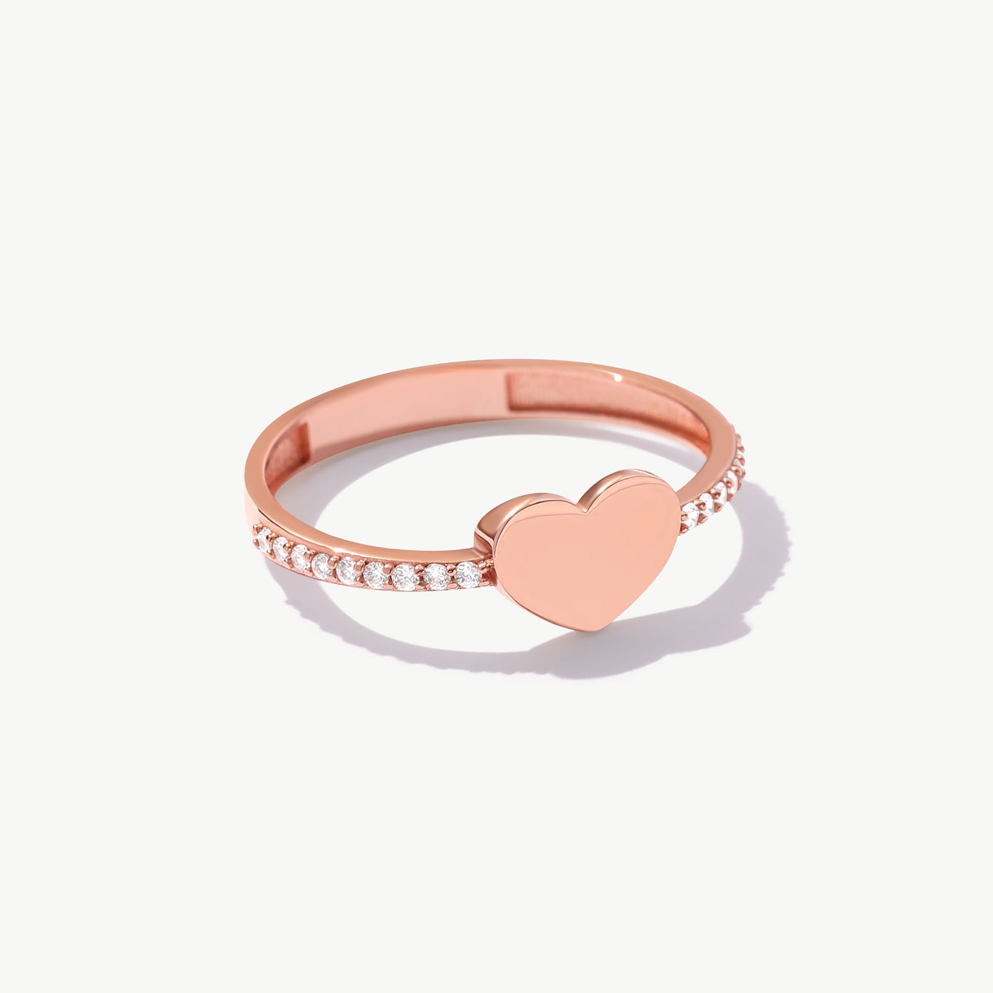Rose Gold Diamond Heart Ring With Natural Diamonds