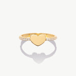 Front View Of Natural Diamond Heart Ring In 14K Gold