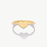 Front View Of Natural Diamond Heart Ring In 14K Gold