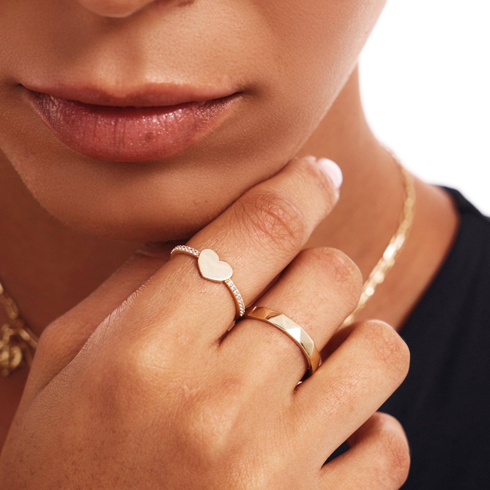 Elegant Diamond Heart Ring Jewelry Close Up