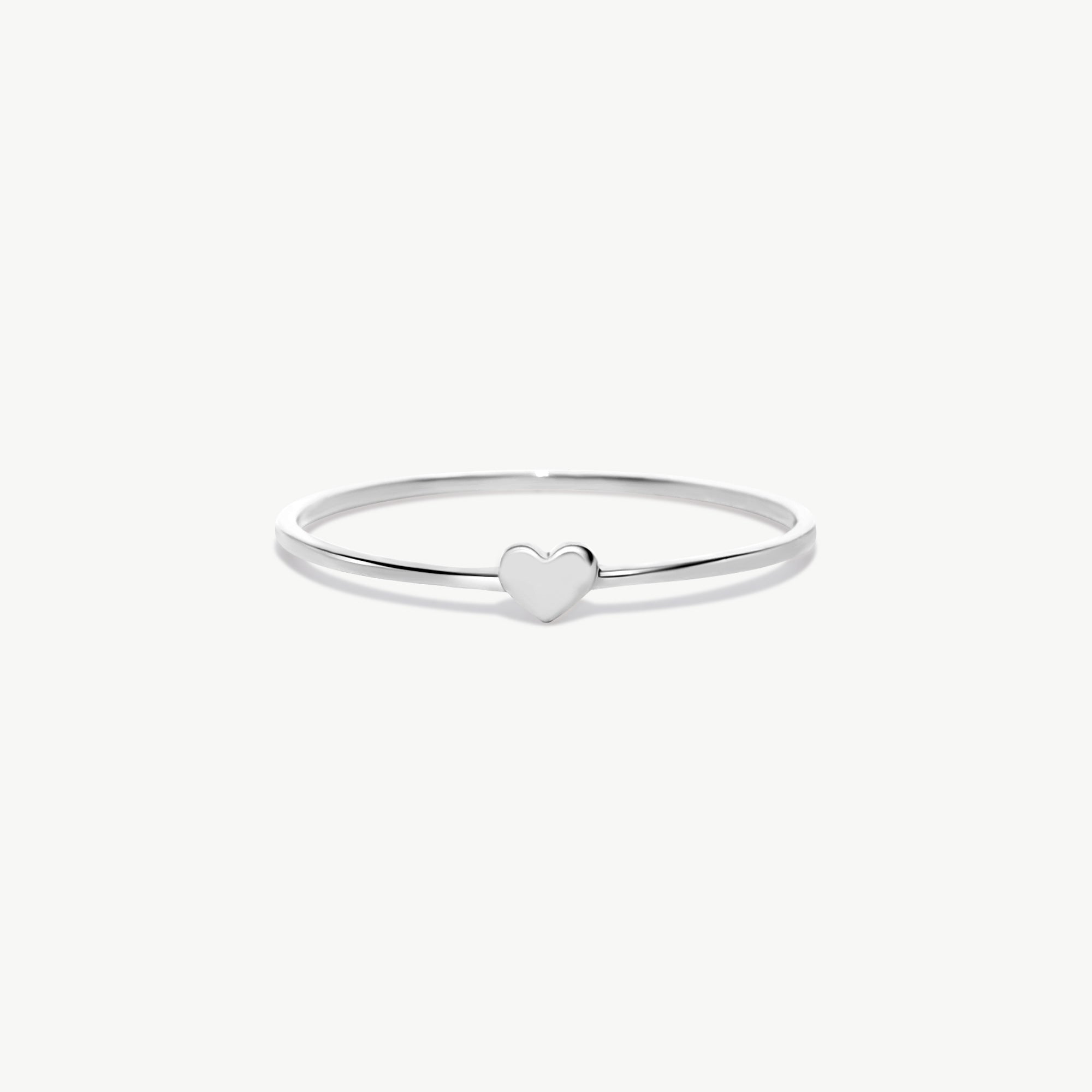 14K Solid Gold Tiny Heart Ring In White Gold Minimalist Ring Design