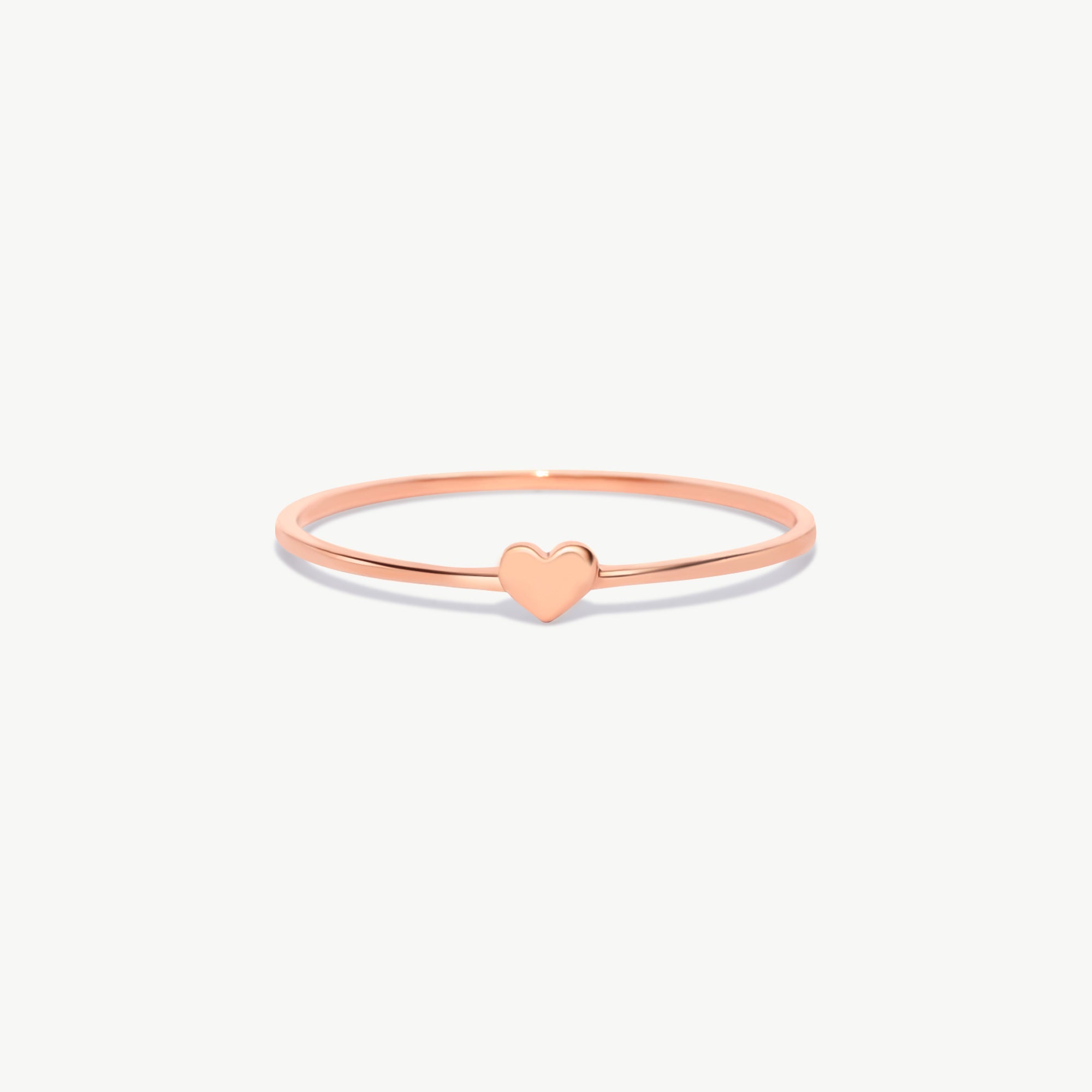 Rose Gold Tiny Heart Ring In Real 14K Solid Gold
