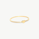 14K Solid Gold Tiny Heart Ring In Yellow Gold On White Background