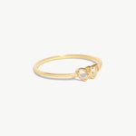 14K Solid Gold Double Heart Ring In Yellow Gold Close Up