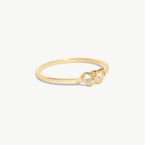 14K Solid Gold Double Heart Ring In Yellow Gold Close Up