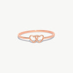 Rose Gold Double Heart Ring In Real 14K Solid Gold
