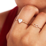 Close Up Of Minimalist Double Heart Ring Stacking Jewelry Style