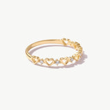 14K Solid Gold Open Heart Ring - Stacking Ring