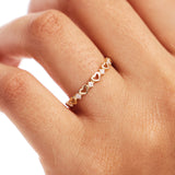 14K Solid Gold Open Heart Ring - Stacking Ring