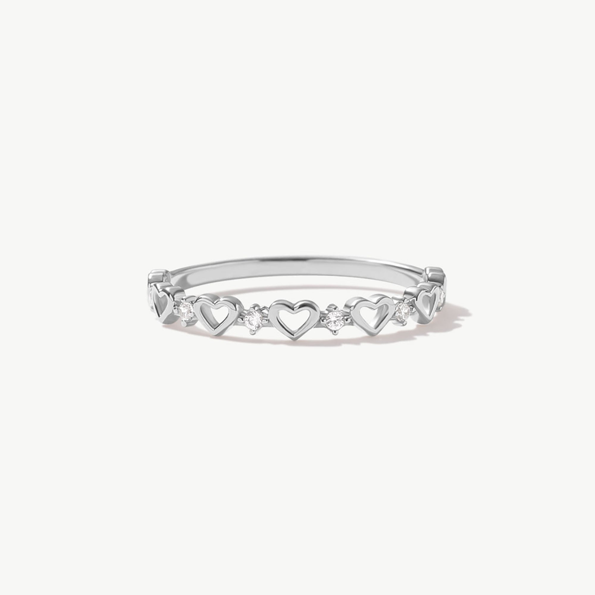 14K Solid Gold Diamond Open Heart Ring