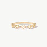 14K Solid Gold Open Heart Ring - Stacking Ring