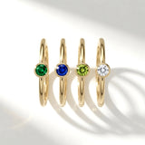 14K Solid Gold Personalized Natural Gemstone Birthstone Ring for Women | Madano Jewels