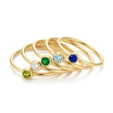 14K Solid Gold Personalized Natural Gemstone Birthstone Ring for Women | Madano Jewels