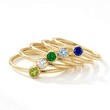 14K Solid Gold Personalized Natural Gemstone Birthstone Ring for Women | Madano Jewels