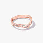 Product photograph of a rose gold diamond eternity wishbone ring crafted from genuine 14K solid gold on a white background.