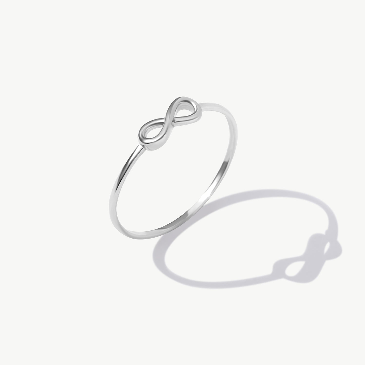 14K Solid Gold Infinity Ring In White Gold