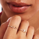 Woman Wearing Minimalist Infinity Ring Fine Jewelry Style