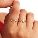 14K Solid Gold Diamond Evil Eye Ring - Protective Stacking Band