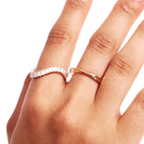 14K Solid Gold Baguette Diamond Eternity Band: Wave Wedding Ring