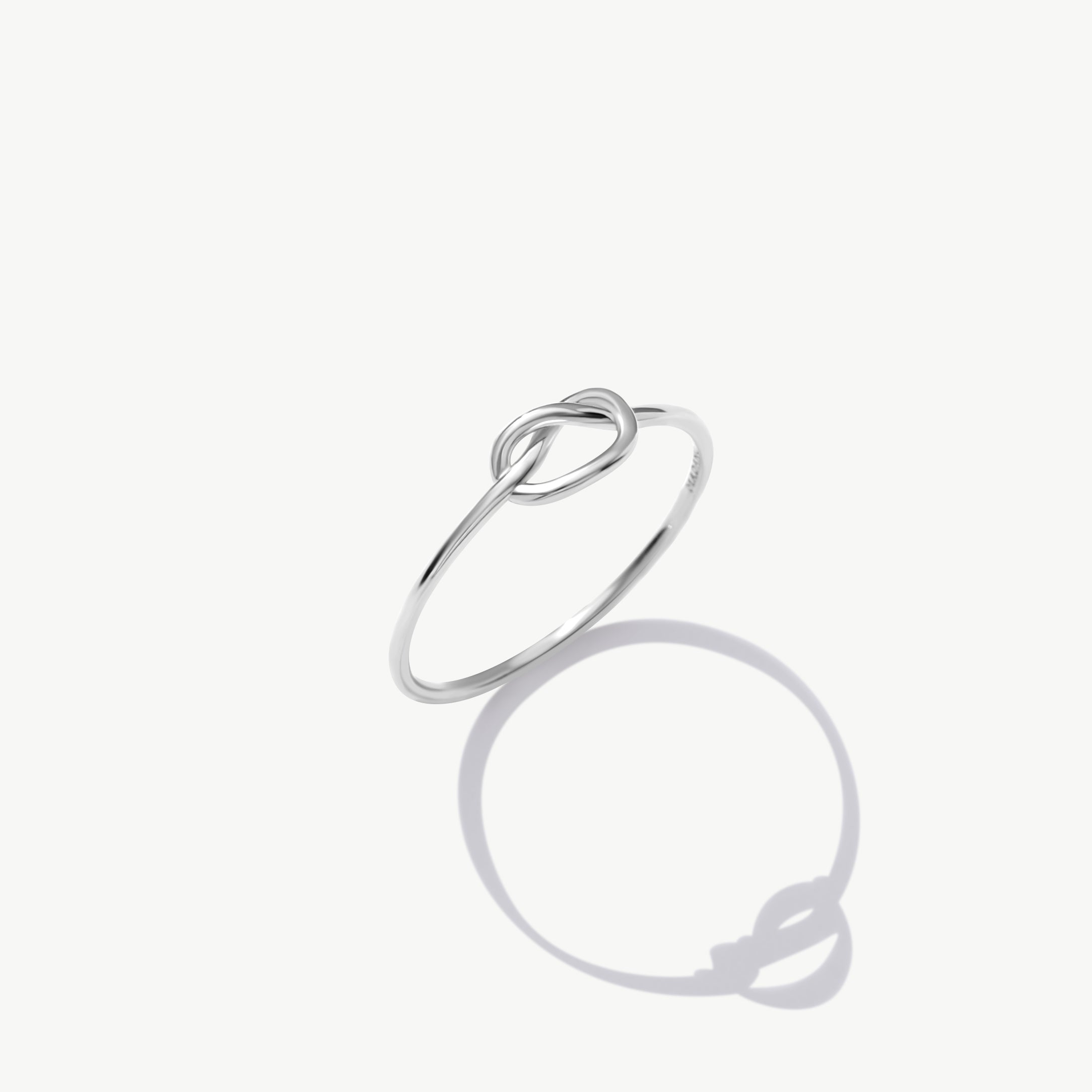 14K Solid Gold Love Knot Ring In White Gold