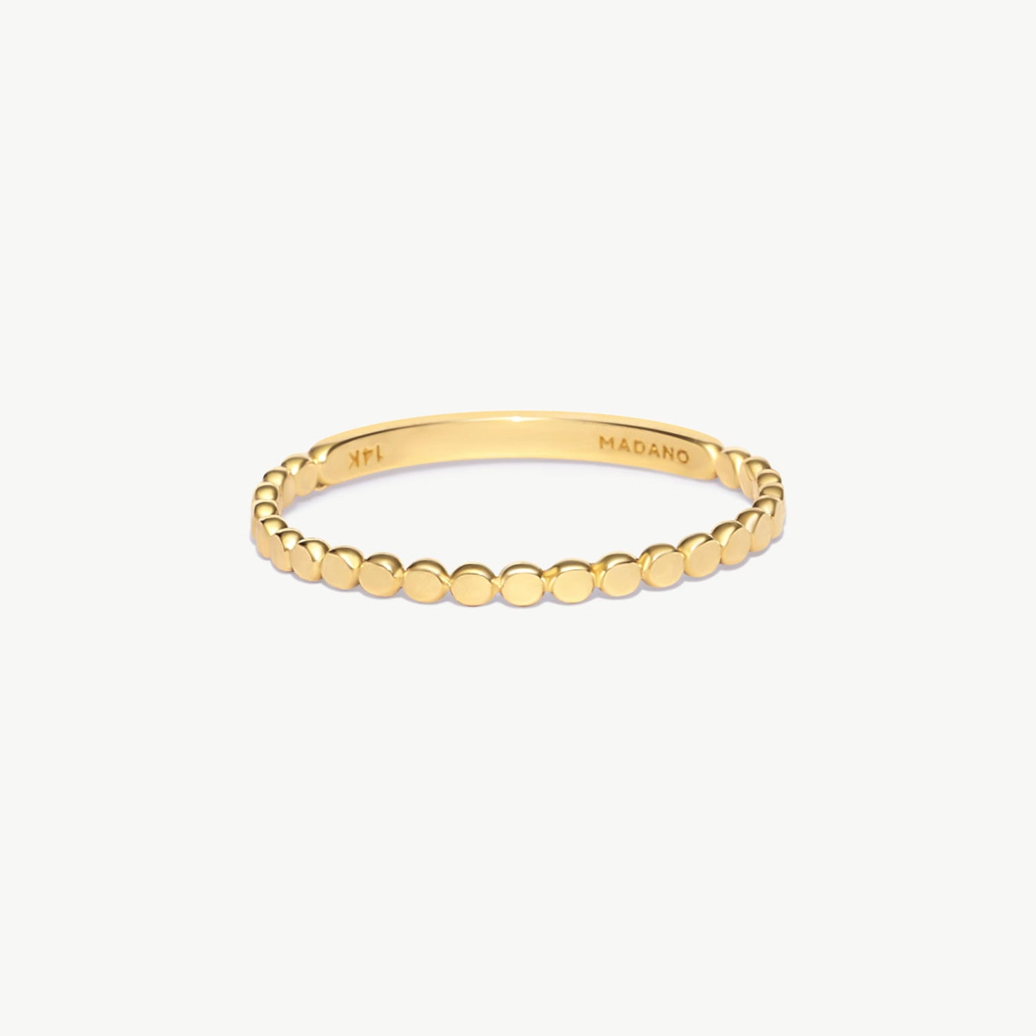 14K Solid Gold Flat Bead Stacking Ring Minimalist Band Ring