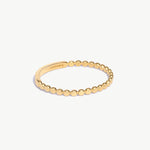 14K Solid Gold Flat Bead Band Ring On White Background