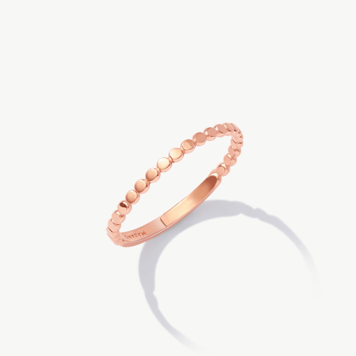 Rose Gold Flat Bead Stacking Ring In Real 14K Solid Gold