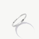 14K Solid Gold Flat Bead Ring In White Gold