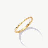 14K Solid Gold Flat Bead Ring: Minimalist Stacking Band