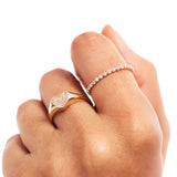 14K Solid Gold Diamond Half Eternity Ring - Stacking Wedding Band