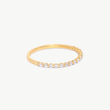 14K Solid Gold Diamond Half Eternity Ring - Stacking Wedding Band