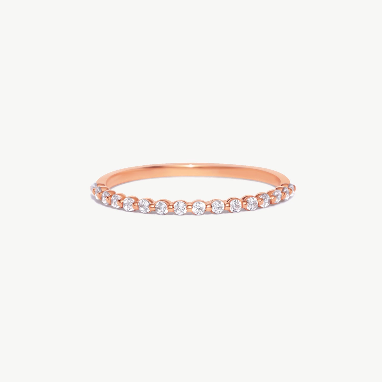 14K Solid Gold Diamond Eternity Ring, Dainty Wedding Band