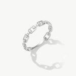 White Gold Diamond Chain Link Ring In 14K Gold