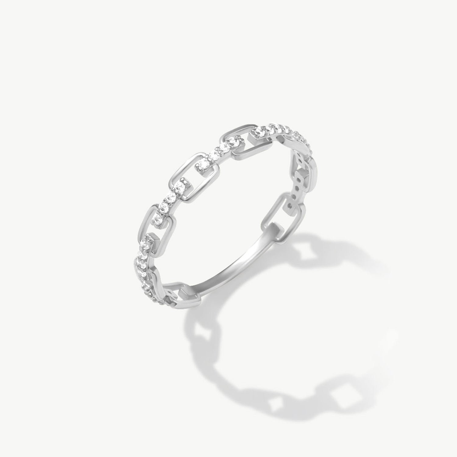 White Gold Diamond Chain Link Ring In 14K Gold