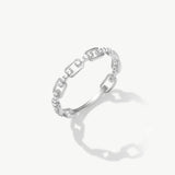 White Gold Diamond Chain Link Ring In 14K Gold