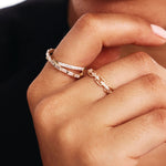 Close Up Of Natural Diamond Chain Ring On Hand