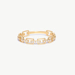 Top View Of Modern Diamond Chain Link Ring on White Background
