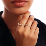 Woman Wearing Contemporary Chain Link Diamond Ring