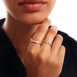 Woman Wearing Contemporary Chain Link Diamond Ring